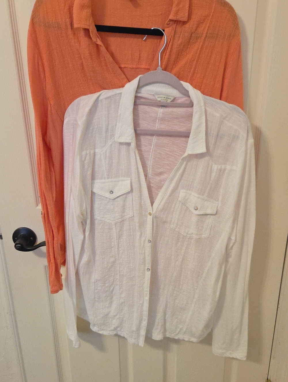 Lucky Brand White Long-Sleeve Button-Down Shirt